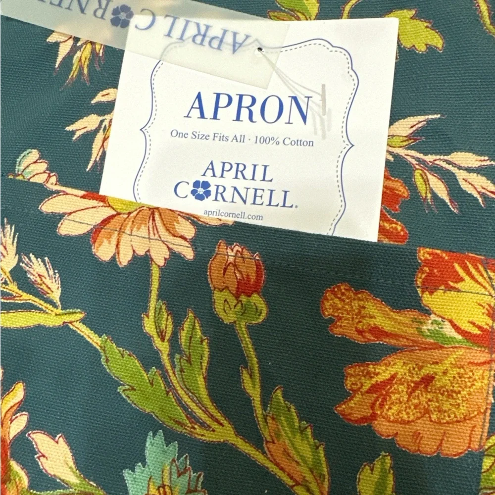 NEW April Cornell TEAL FLORAL Chef’s Apron